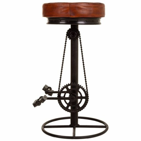 Stool Alexandra House Living Black Dark brown Leather Iron 41 x 80 x 4