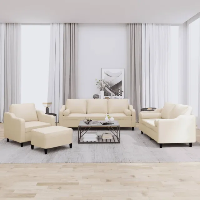 Ensemble de canapés 4 pcs avec coussins crème tissu