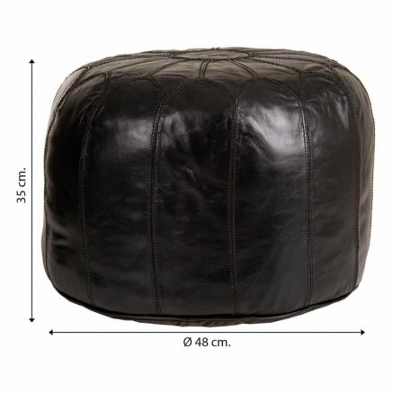 Poef Alexandra House Living Zwart Leer 48 x 35 x 48 cm 2