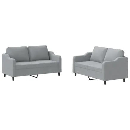 Ensemble de canapés 2 pcs avec coussins Gris clair Tissu 2