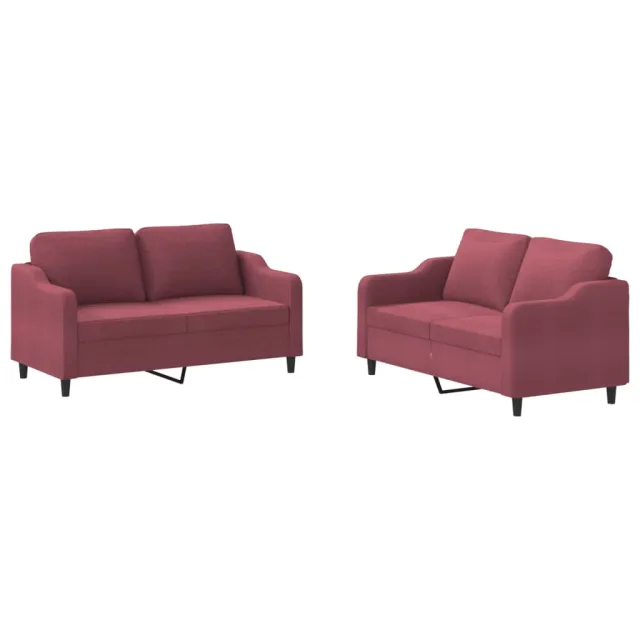 Ensemble de canapés 2 pcs avec coussins Rouge bordeaux Tissu