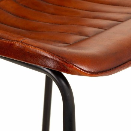 Hocker Alexandra House Living Braun Schwarz Leder Eisen 50 x 106 x 46 2