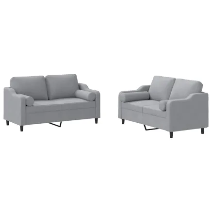 Ensemble de canapés 2 pcs coussins gris clair tissu 2