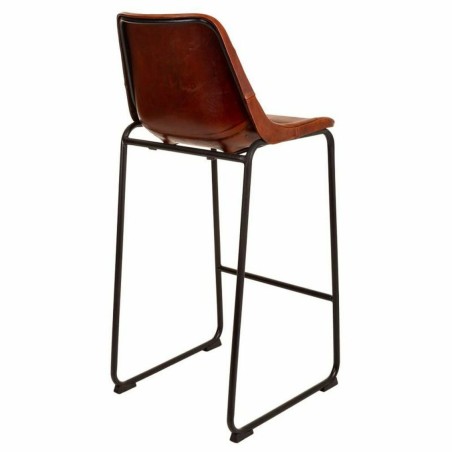 Taburete Alexandra House Living Marrón Negro Cuero Hierro 50 x 106 x