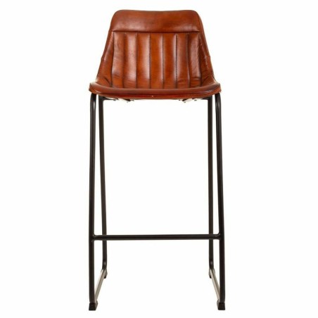 Taburete Alexandra House Living Marrón Negro Cuero Hierro 50 x 106 x