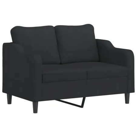 Ensemble de canapés 2 pcs avec coussins noir tissu