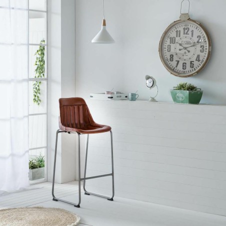 Kruk Alexandra House Living Bruin Zwart Leer Ijzer 50 x 106 x 46 cm