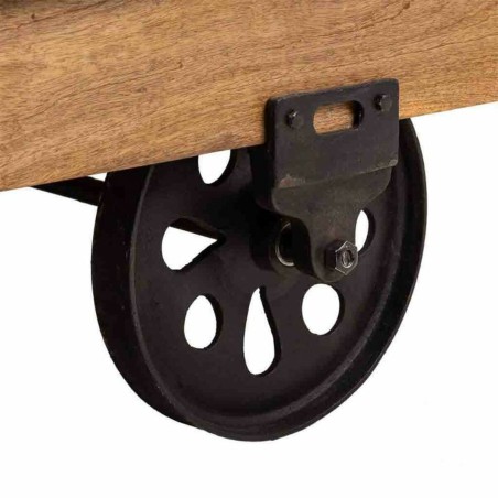 Mesa de Centro Alexandra House Living Cuero Madera Hierro 90 x 52 x 16