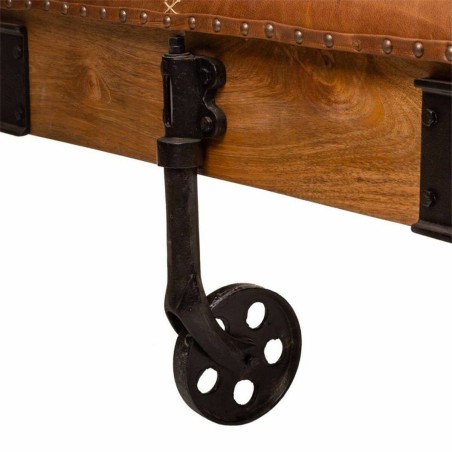 Mesa de Centro Alexandra House Living Cuero Madera Hierro 90 x 52 x 16