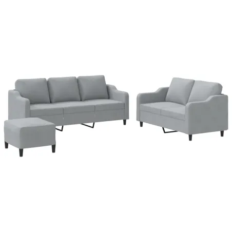 Ensemble de canapés 3 pcs avec coussins Gris clair Tissu