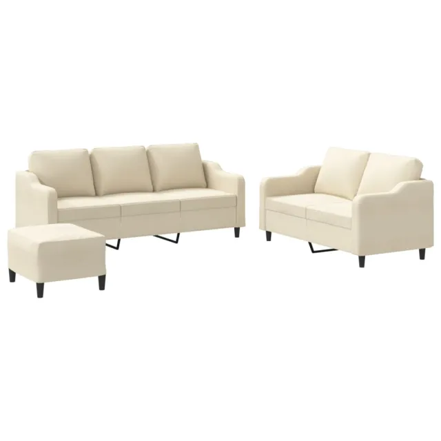 Ensemble de canapés 3 pcs avec coussins Crème Tissu