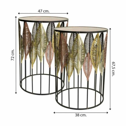 Jeu de 2 tables Alexandra House Living Doré Fer 47 x 72 x 47 cm 2