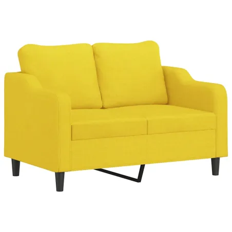 Ensemble de canapés 2 pcs avec coussins jaune clair tissu