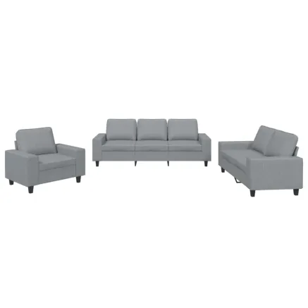 Ensemble de canapés 3 pcs gris clair tissu 2