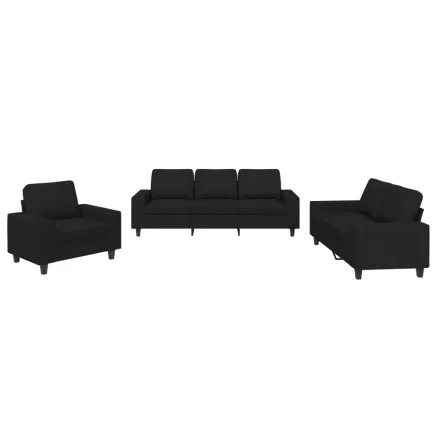 Ensemble de canapés 3 pcs noir tissu 2