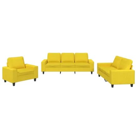 Ensemble de canapés 3 pcs jaune clair tissu 2