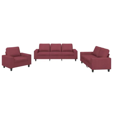 Ensemble de canapés 3 pcs rouge bordeaux tissu 2