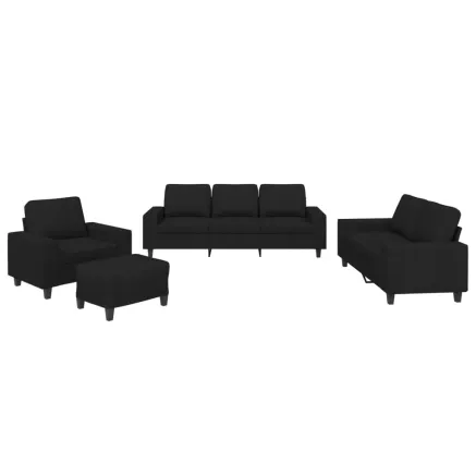 Ensemble de canapés 4 pcs noir tissu 2
