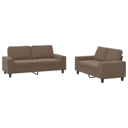 Ensemble de canapés 2 pcs marron tissu 2