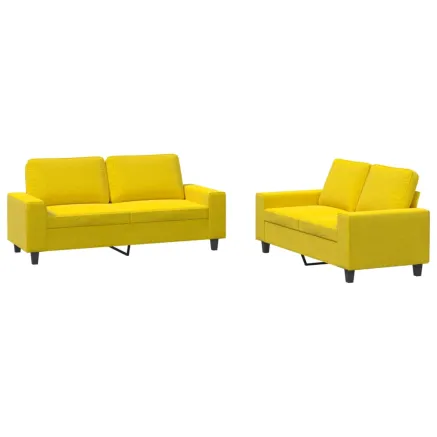 Ensemble de canapés 2 pcs jaune clair tissu 2