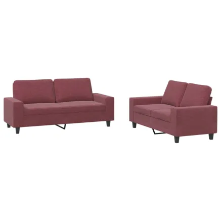 Ensemble de canapés 2 pcs rouge bordeaux tissu 2