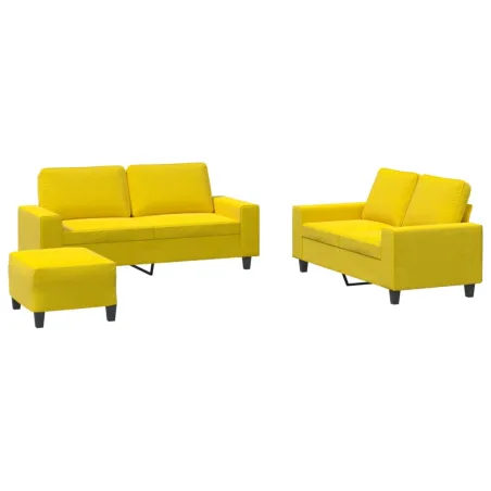 Ensemble de canapés 3 pcs jaune clair tissu
