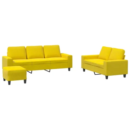 Ensemble de canapés 3 pcs jaune clair tissu 2