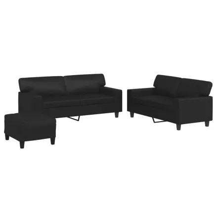 Ensemble de canapés 3 pcs noir similicuir 2
