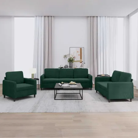 Ensemble de canapés 3 pcs vert foncé velours
