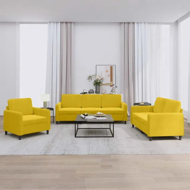 Ensemble de canapés 3 pcs jaune velours