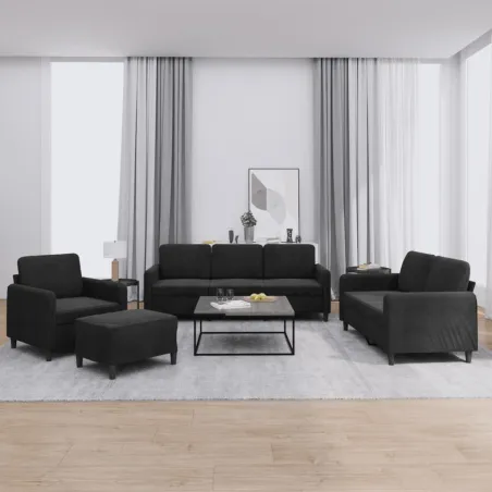 Ensemble de canapés 4 pcs noir velours
