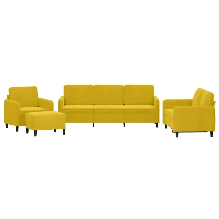 Ensemble de canapés 4 pcs jaune velours
