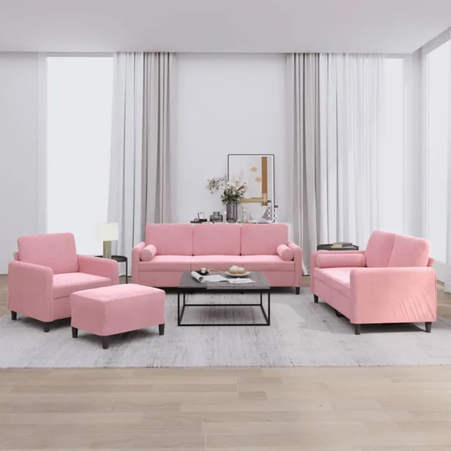 Ensemble de canapés 4 pcs avec coussins rose velours