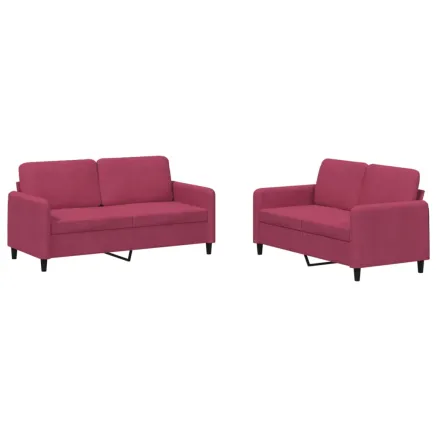 Ensemble de canapés 2 pcs rouge bordeaux velours 2