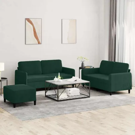 Ensemble de canapés 3 pcs vert foncé velours