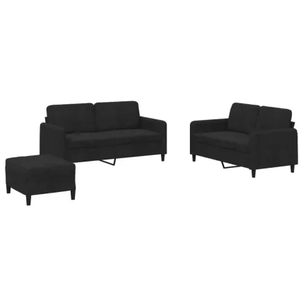 Ensemble de canapés 3 pcs noir velours 2