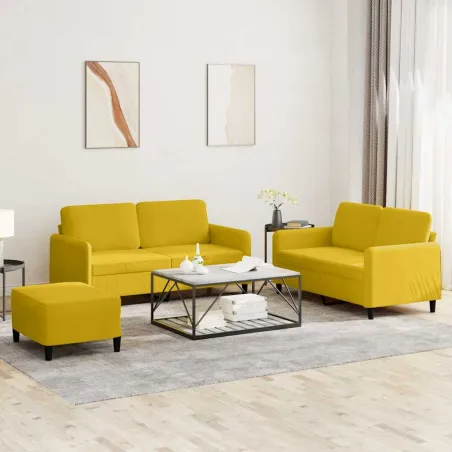 Ensemble de canapés 3 pcs jaune velours