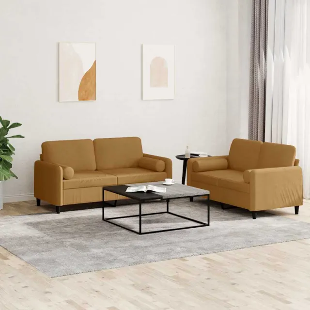 Ensemble de canapés 2 pcs avec coussins marron velours