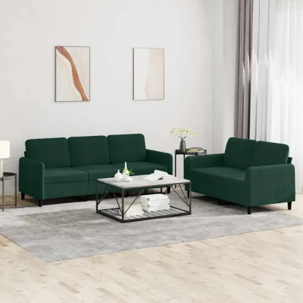 Ensemble de canapés 2 pcs vert foncé velours