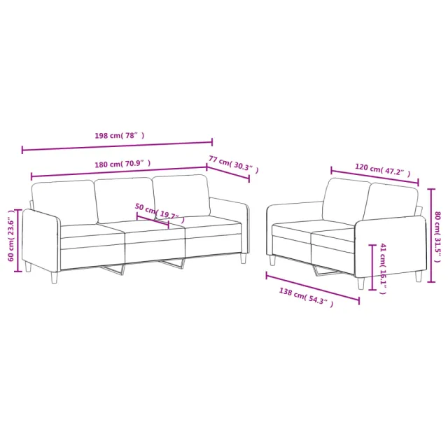 Ensemble de canapés 2 pcs noir velours