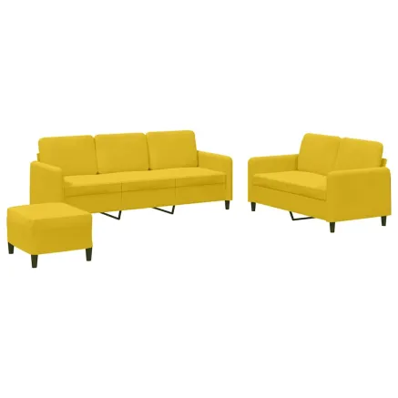 Ensemble de canapés 3 pcs jaune velours 2