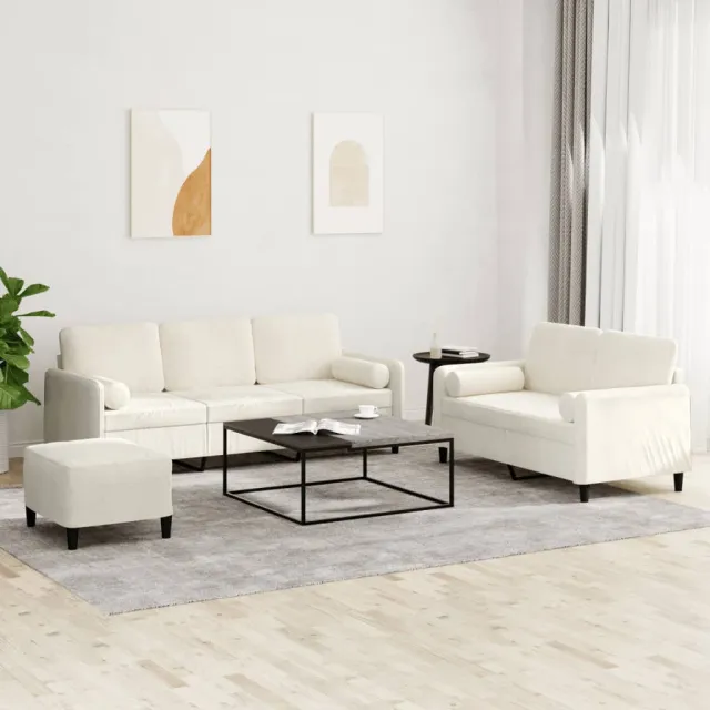 Ensemble de canapés 3 pcs avec coussins crème velours