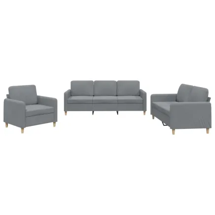 Ensemble de canapés 3 pcs avec coussins Gris clair Tissu 2