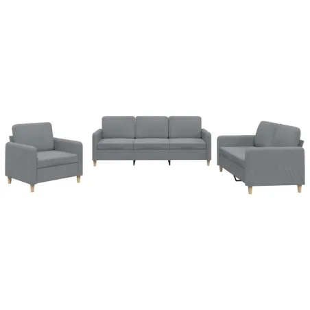 Ensemble de canapés 3 pcs avec coussins Gris clair Tissu