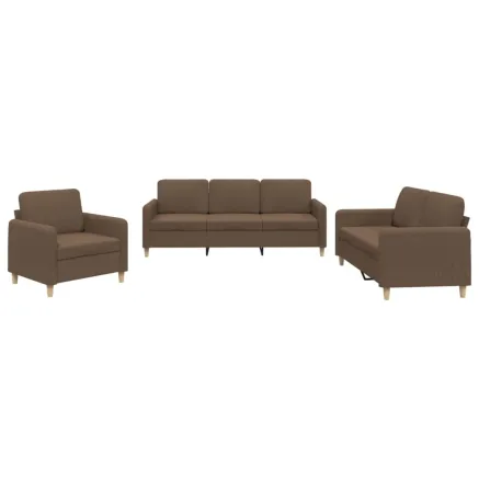 Ensemble de canapés 3 pcs avec coussins Marron Tissu 2