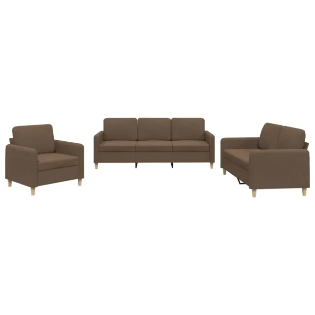 Ensemble de canapés 3 pcs avec coussins Marron Tissu