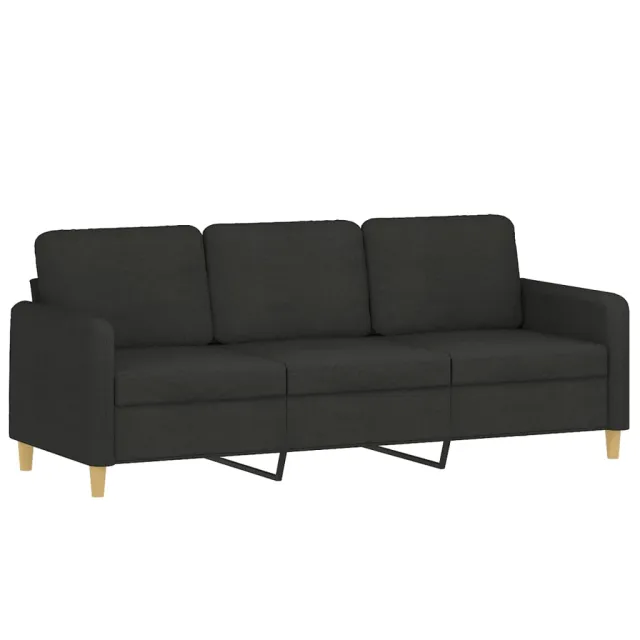 Ensemble de canapés 3 pcs avec coussins Noir Tissu