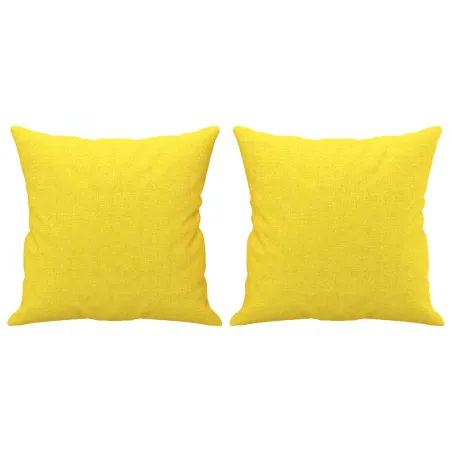 Ensemble de canapés 3 pcs avec coussins jaune clair tissu