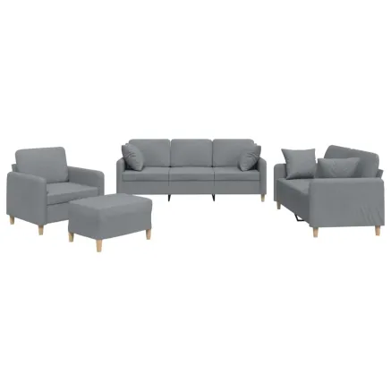 Ensemble de canapés 4 pcs coussins gris clair tissu 2