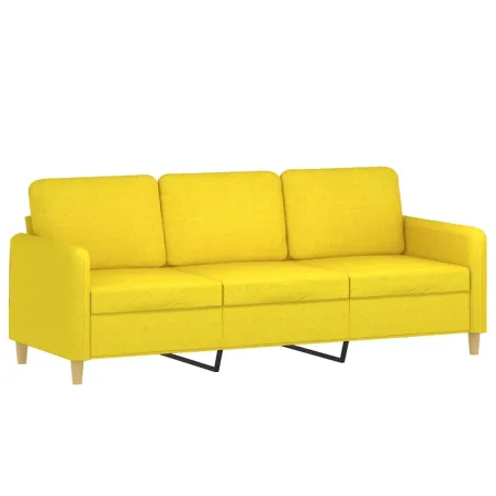 Ensemble de canapés 4 pcs avec coussins jaune clair tissu